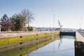 Seattle, Ballard, USA. March 2022. View of the Hiram Chittenden Locks, or Ballard Lacks, a complex of looks at the west end of Royalty Free Stock Photo