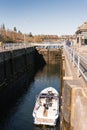 Seattle, Ballard, USA. March 2022. View of the Hiram Chittenden Locks, or Ballard Lacks, a complex of looks at the west end of Royalty Free Stock Photo