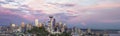 Seattle City Downtown Skyline at Sunset Panorama Royalty Free Stock Photo