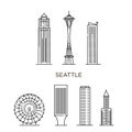 Seattle city in flat line trendy style Royalty Free Stock Photo