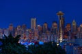 Seattle city night skyline Royalty Free Stock Photo