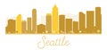 Seattle City skyline golden silhouette. Royalty Free Stock Photo