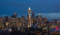 Seattle city skyline at night. Downtown Seattle cityscape Royalty Free Stock Photo