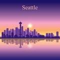 Seattle city skyline silhouette background Royalty Free Stock Photo