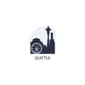 Seattle city skyline silhouette vector logo illustration Royalty Free Stock Photo