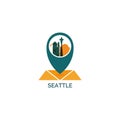 Seattle city skyline silhouette vector logo illustration Royalty Free Stock Photo