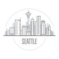 Seattle city skyline - landmarks of Seattle, cityscape Royalty Free Stock Photo