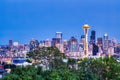 Seattle Cityscape with Mt. Rainier in the Background at Dusk, Washington