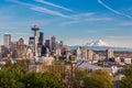 Seattle downtown skyline and Mt. Rainier, Washington Royalty Free Stock Photo