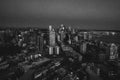 Seattle downtown skyline at night. View from Seattle needle. Black and white. Royalty Free Stock Photo