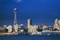 Seattle downtown waterfront view with space needle Royalty Free Stock Photo