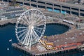 Seattle Ferris wheel from the air