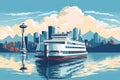 Seattle ferry. Generated by AI Royalty Free Stock Photo