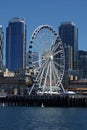 Seattle Great Wheel in a Vertical View During a Summer Day Royalty Free Stock Photo