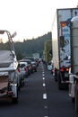 SEATTLE - JULY 6: Traffic is stopped for miles as Royalty Free Stock Photo