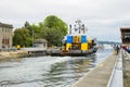 Ocean going tug boat Pacific Titan returns though Ballard Locks in Seattle