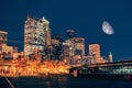 Seattle Night with Moon Royalty Free Stock Photo