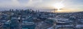 Seattle Panoramic Snow Winter Weather Sunset Skyline Architecture Buildings Royalty Free Stock Photo