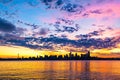 Seattle skyline under pastel skies at sunrise Royalty Free Stock Photo
