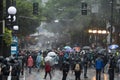 Seattle rioters on May 30 watching a police car burn Royalty Free Stock Photo