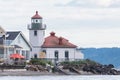 Alki Point Lighthouse on Cloudy Day Royalty Free Stock Photo