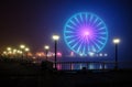 Seattle Great Wheel and Pier in Night Fog