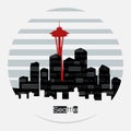 Seattle silhouette vector round label