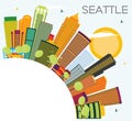 Seattle Skyline with Color Buildings and Copy Space. Royalty Free Stock Photo