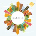 Seattle Skyline with Color Buildings and Copy Space. Royalty Free Stock Photo