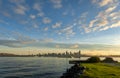 Seattle Skyline at Dawn Fropm West Seattle Royalty Free Stock Photo