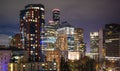 The Seattle Skyline downtown at night Royalty Free Stock Photo