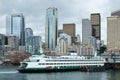 Seattle skyline and ferry boat Royalty Free Stock Photo