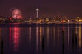 Seattle skyline and fireworks Royalty Free Stock Photo