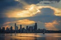 Seattle Skyline During the Morning Blue Hour Seen From West Seattle. Royalty Free Stock Photo