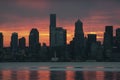 Seattle Skyline During the Morning Blue Hour Seen From West Seattle. Royalty Free Stock Photo