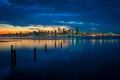 Seattle Skyline During the Morning Blue Hour Seen From West Seattle. Royalty Free Stock Photo