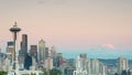 Seattle Skyline, Mount Rainier, WA Royalty Free Stock Photo