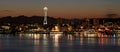 Seattle Skyline at Night by the Pier Panorama Royalty Free Stock Photo