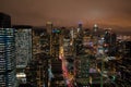 Seattle skyline office buildings at night