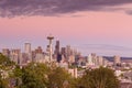 Seattle skyline panorama at sunset as seen from Kerry Park Royalty Free Stock Photo