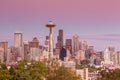 Seattle skyline panorama at sunset as seen from Kerry Park Royalty Free Stock Photo