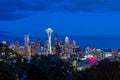 Seattle skyline panorama at sunset as seen from Kerry Park Royalty Free Stock Photo