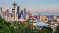 Seattle skyline panorama at sunset as seen from Kerry Park, WA, USA Royalty Free Stock Photo