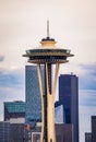 Seattle skyline panorama at sunset from Kerry Park in Seattle, USA Royalty Free Stock Photo