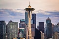 Seattle skyline panorama at sunset from Kerry Park in Seattle, USA Royalty Free Stock Photo