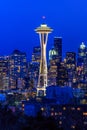 Seattle skyline panorama at sunset from Kerry Park in Seattle Royalty Free Stock Photo