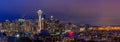 Seattle skyline panorama at sunset from Kerry Park in Seattle Royalty Free Stock Photo