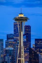 Seattle skyline panorama at sunset from Kerry Park in Seattle, USA Royalty Free Stock Photo