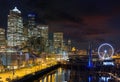 Seattle Skyline by the Pier at night Royalty Free Stock Photo