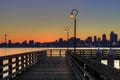 Seattle Skyline from the Pier at Sunrise Royalty Free Stock Photo